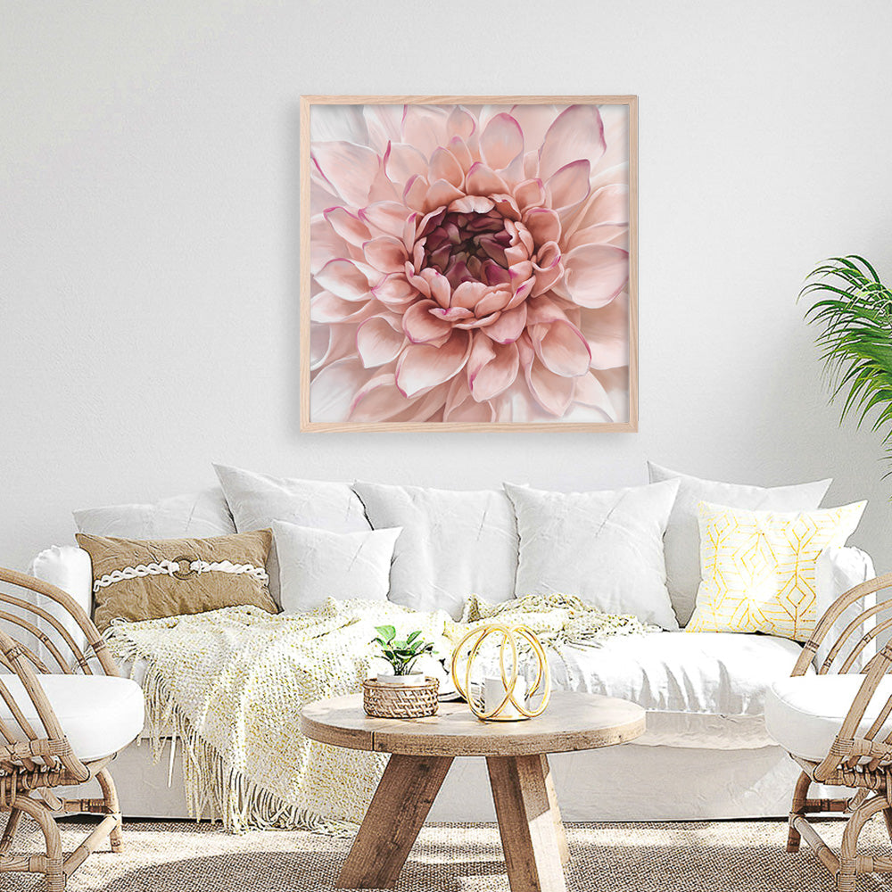 Shop Divine Dahlia (Square) Art Print a floral themed painted wall art print from The Print Emporium wall artwork collection - Buy Australian made fine art painting style poster and framed prints for the home and your interior decor room, TPE-205-AP