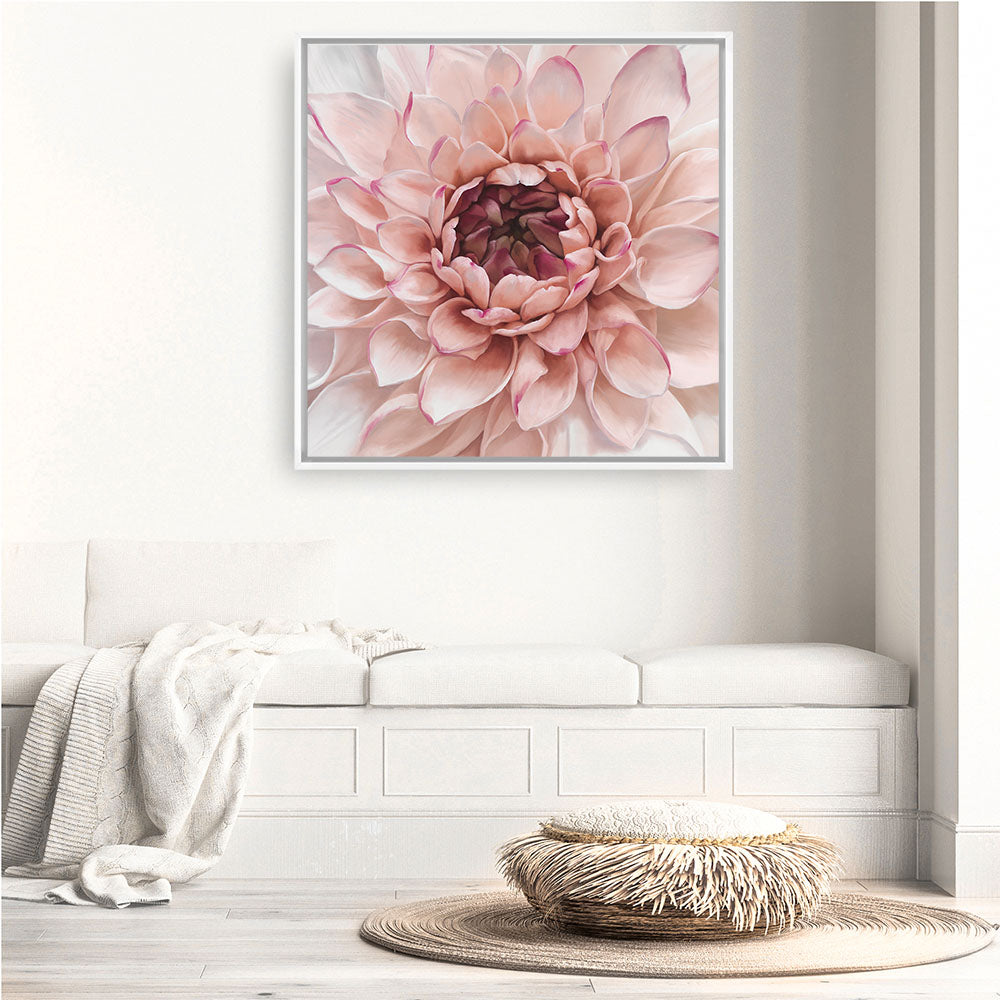 Shop Divine Dahlia (Square) Canvas Print a floral themed painted framed canvas wall art print from The Print Emporium artwork collection - Buy Australian made fine art painting style stretched canvas prints for the home and your interior decor space, TPE-205-CA-40X40-NF