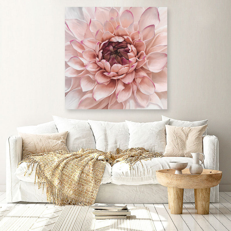 Shop Divine Dahlia (Square) Canvas Print a floral themed painted framed canvas wall art print from The Print Emporium artwork collection - Buy Australian made fine art painting style stretched canvas prints for the home and your interior decor space, TPE-205-CA-40X40-NF