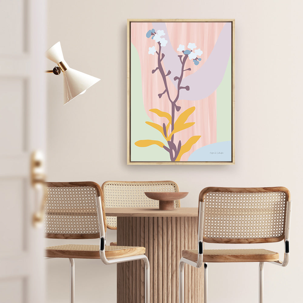 Shop Don't Forget Me Pastel Canvas Print a floral themed painted framed canvas wall art print from The Print Emporium artwork collection - Buy Australian made fine art painting style stretched canvas prints for the home and your interior decor space, TPE-WA-69962-CA-35X46-NF