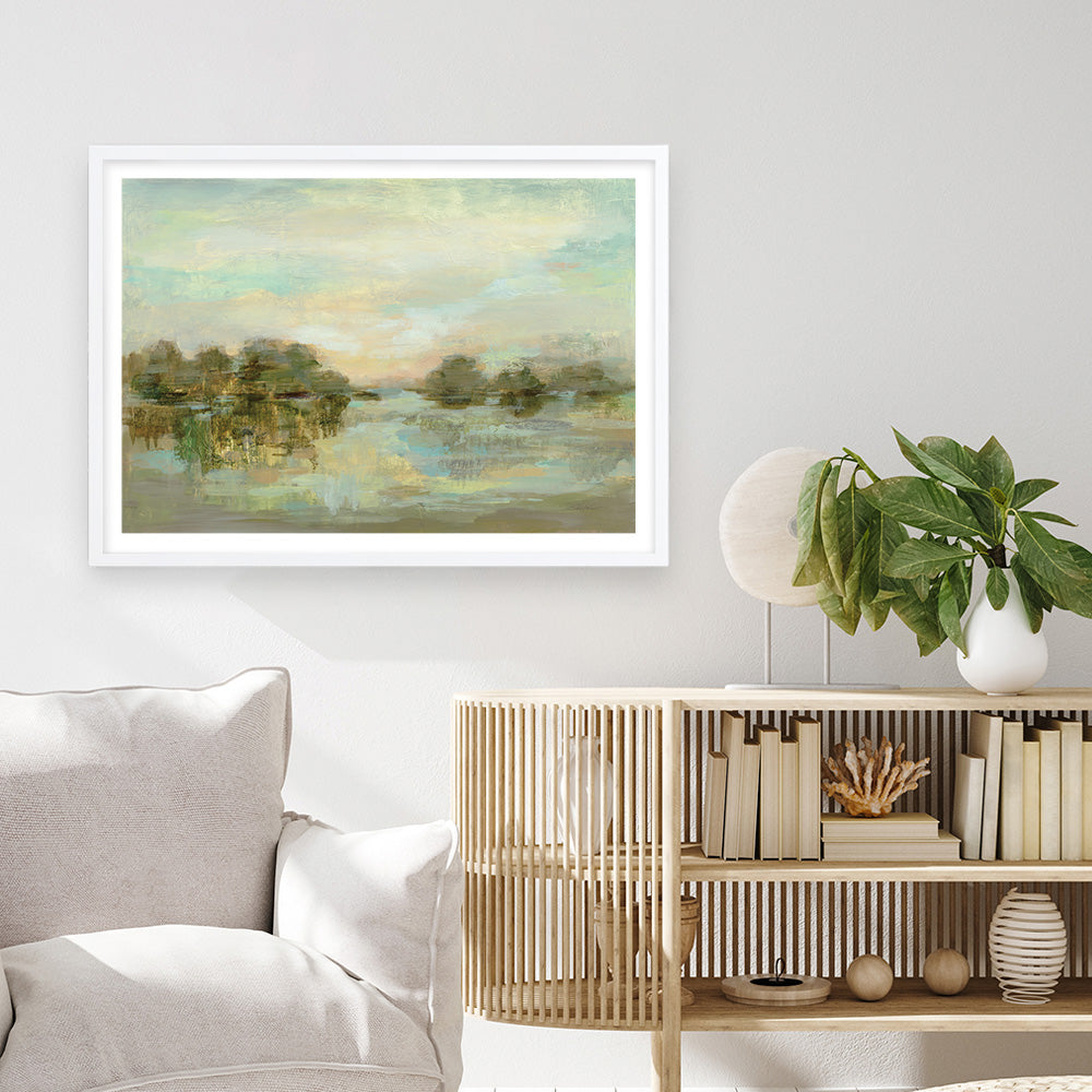 Shop Dreamy Lake Green Art Print a painted style wall art print from The Print Emporium wall artwork collection - Buy Australian made fine art painting style poster and framed prints for the home and your interior decor room, TPE-WA-33289-AP