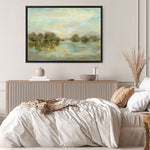 Shop Dreamy Lake Green Canvas Print a painted style framed canvas wall art print from The Print Emporium artwork collection - Buy Australian made fine art painting style stretched canvas prints for the home and your interior decor space, TPE-WA-33289-CA-35X46-NF