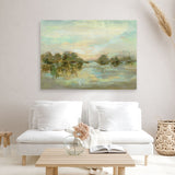 Shop Dreamy Lake Green Canvas Print a painted style framed canvas wall art print from The Print Emporium artwork collection - Buy Australian made fine art painting style stretched canvas prints for the home and your interior decor space, TPE-WA-33289-CA-35X46-NF