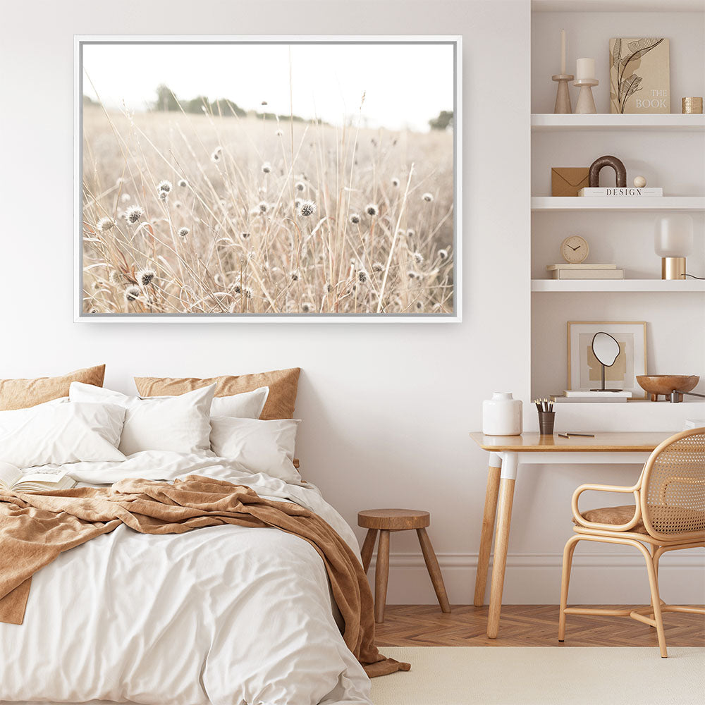 Shop Dried Flower Field Photo Canvas Print a coastal themed photography framed stretched canvas print from The Print Emporium wall artwork collection - Buy Australian made prints for the home and your interior decor space, TPE-919-CA-35X46-NF
