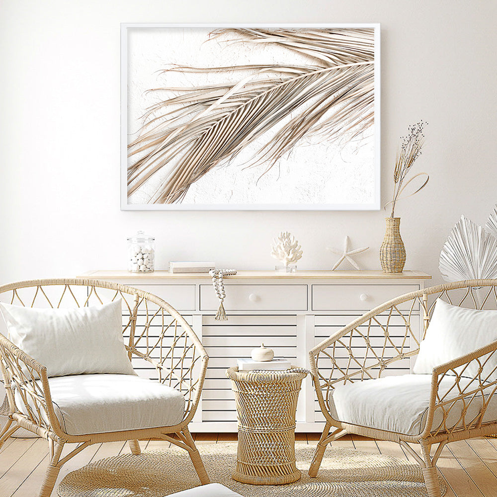 Shop Dried Palm Leaf I Photo Art Print a coastal themed photography wall art print from The Print Emporium wall artwork collection - Buy Australian made fine art poster and framed prints for the home and your interior decor, TPE-1234-AP