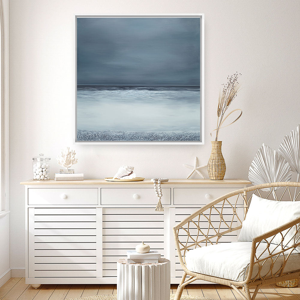 Shop Dusk Horizon I (Square) Canvas Print a coastal themed painted framed canvas wall art print from The Print Emporium artwork collection - Buy Australian made fine art painting style stretched canvas prints for the home and your interior decor space, TPE-419-CA-40X40-NF