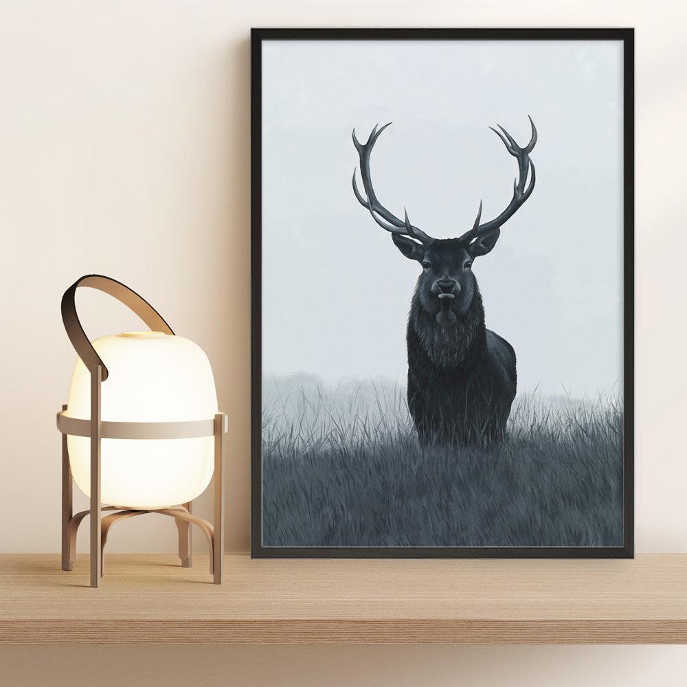 Shop Elk Art Print a blue toned animal deer style themed painted wall art print from The Print Emporium wall artwork collection - Buy Australian made fine art painting style poster and framed prints for the home and your interior decor room, TPE-042-AP
