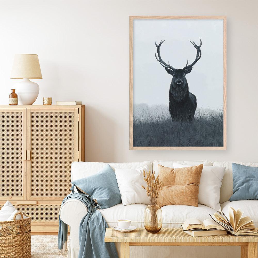 Shop Elk Art Print a blue toned animal deer style themed painted wall art print from The Print Emporium wall artwork collection - Buy Australian made fine art painting style poster and framed prints for the home and your interior decor room, TPE-042-AP