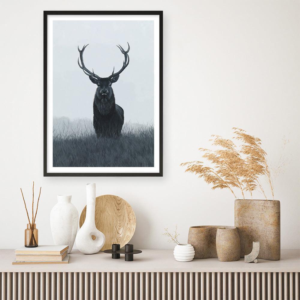 Shop Elk Art Print a blue toned animal deer style themed painted wall art print from The Print Emporium wall artwork collection - Buy Australian made fine art painting style poster and framed prints for the home and your interior decor room, TPE-042-AP
