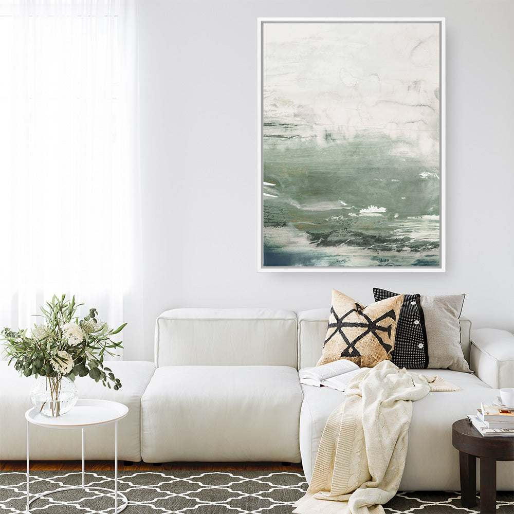 Shop Emerald Daze I Canvas Print a painted abstract themed framed canvas wall art print from The Print Emporium artwork collection - Buy Australian made fine art painting style stretched canvas prints for the home and your interior decor space, TPE-PC-PM041-CA-35X46-NF