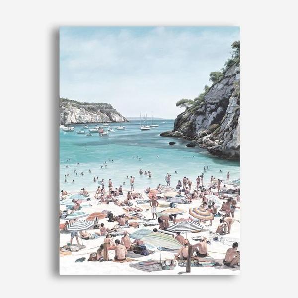 Shop European Cove Canvas Print a coastal themed painted framed canvas wall art print from The Print Emporium artwork collection - Buy Australian made fine art painting style stretched canvas prints for the home and your interior decor space, TPE-022-CA-35X46-NF