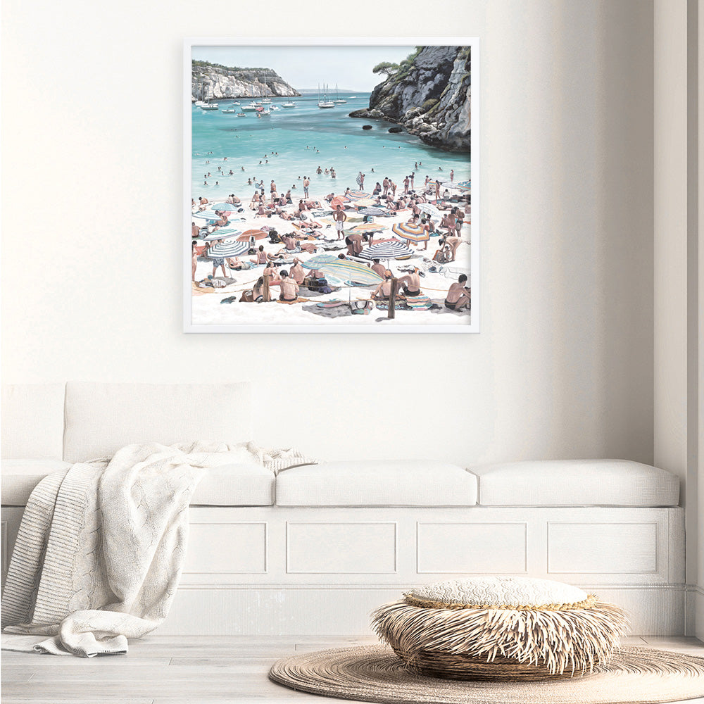 Shop European Cove (Square) Art Print a coastal themed painted wall art print from The Print Emporium wall artwork collection - Buy Australian made fine art painting style poster and framed prints for the home and your interior decor room, TPE-476-AP