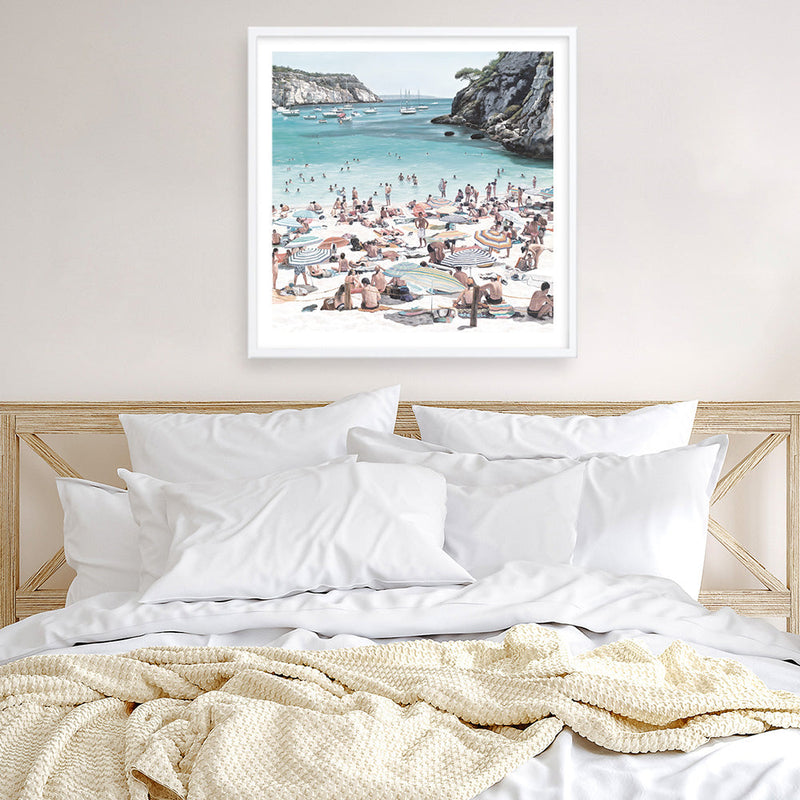 Shop European Cove (Square) Art Print a coastal themed painted wall art print from The Print Emporium wall artwork collection - Buy Australian made fine art painting style poster and framed prints for the home and your interior decor room, TPE-476-AP