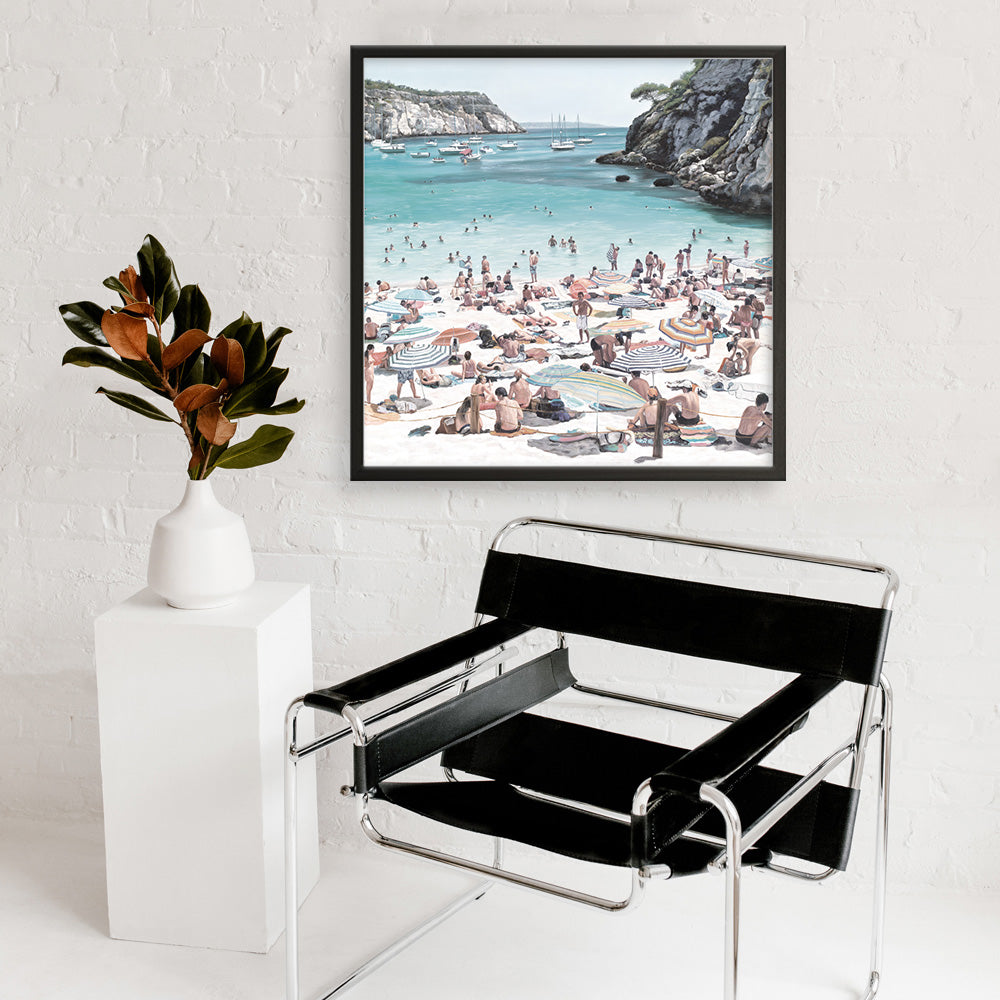 Shop European Cove (Square) Art Print a coastal themed painted wall art print from The Print Emporium wall artwork collection - Buy Australian made fine art painting style poster and framed prints for the home and your interior decor room, TPE-476-AP