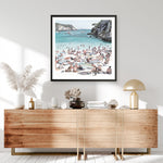 Shop European Cove (Square) Art Print a coastal themed painted wall art print from The Print Emporium wall artwork collection - Buy Australian made fine art painting style poster and framed prints for the home and your interior decor room, TPE-476-AP
