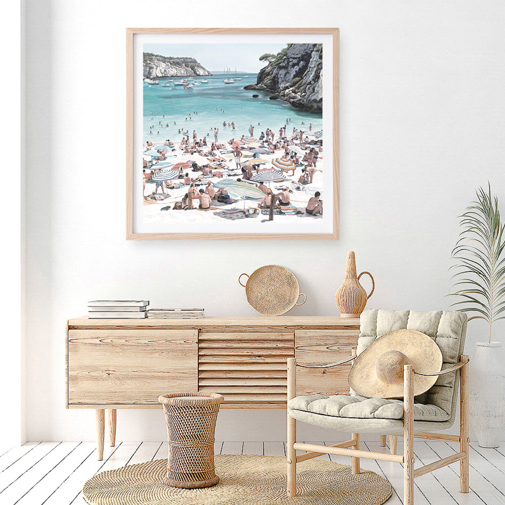 Shop European Cove (Square) Art Print a coastal themed painted wall art print from The Print Emporium wall artwork collection - Buy Australian made fine art painting style poster and framed prints for the home and your interior decor room, TPE-476-AP
