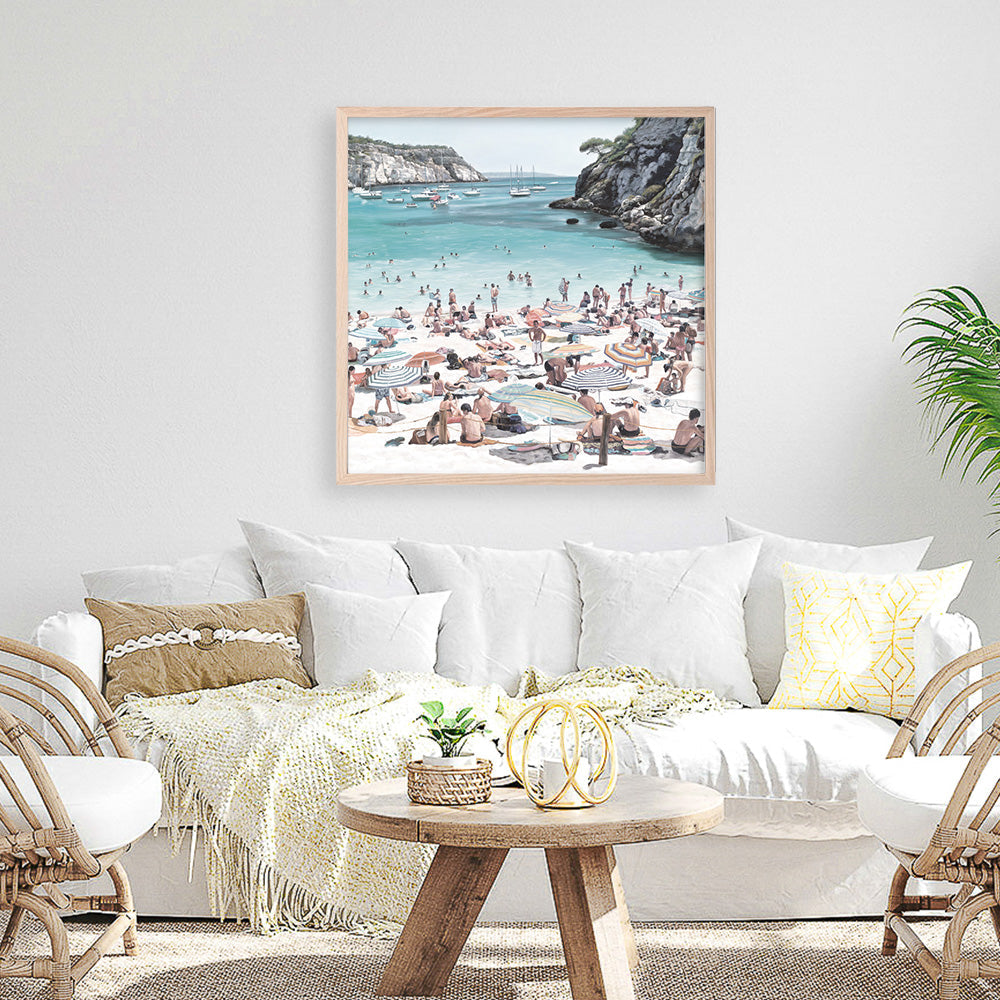 Shop European Cove (Square) Art Print a coastal themed painted wall art print from The Print Emporium wall artwork collection - Buy Australian made fine art painting style poster and framed prints for the home and your interior decor room, TPE-476-AP