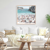 Shop European Cove (Square) Art Print a coastal themed painted wall art print from The Print Emporium wall artwork collection - Buy Australian made fine art painting style poster and framed prints for the home and your interior decor room, TPE-476-AP