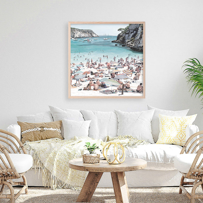 Shop European Cove (Square) Art Print a coastal themed painted wall art print from The Print Emporium wall artwork collection - Buy Australian made fine art painting style poster and framed prints for the home and your interior decor room, TPE-476-AP