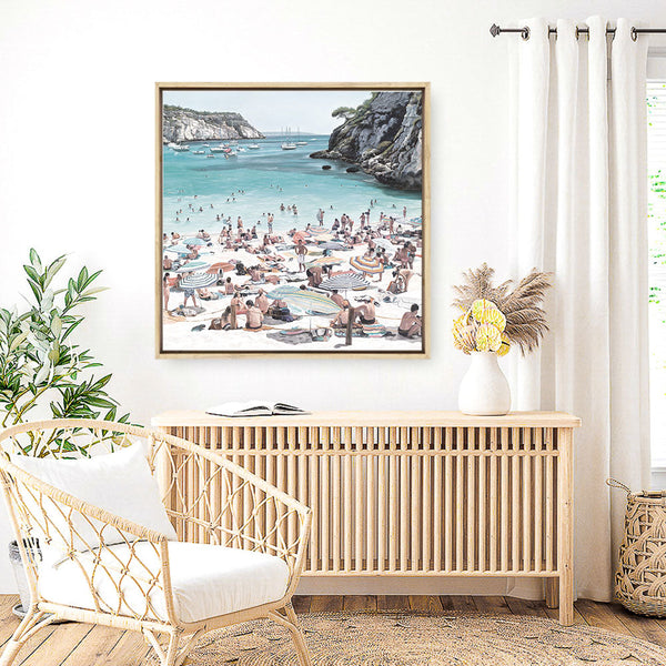 Shop European Cove (Square) Canvas Print a coastal themed painted framed canvas wall art print from The Print Emporium artwork collection - Buy Australian made fine art painting style stretched canvas prints for the home and your interior decor space, TPE-476-CA-40X40-NF