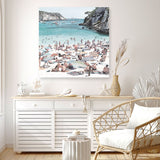 Shop European Cove (Square) Canvas Print a coastal themed painted framed canvas wall art print from The Print Emporium artwork collection - Buy Australian made fine art painting style stretched canvas prints for the home and your interior decor space, TPE-476-CA-40X40-NF