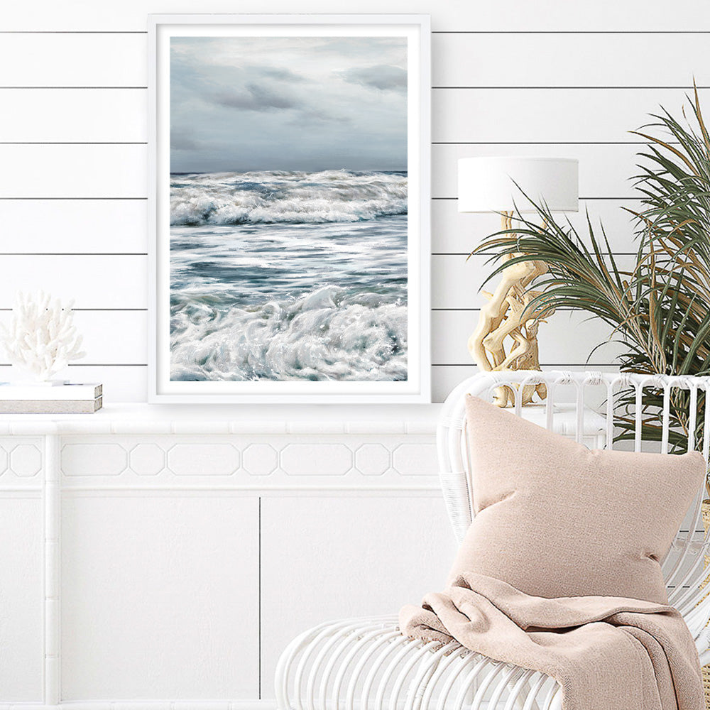 Shop Evening Swell Art Print a coastal themed painted wall art print from The Print Emporium wall artwork collection - Buy Australian made fine art painting style poster and framed prints for the home and your interior decor room, TPE-468-AP
