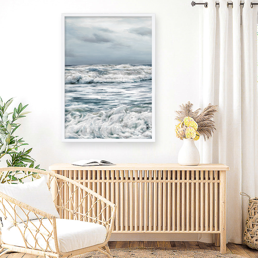 Shop Evening Swell Art Print a coastal themed painted wall art print from The Print Emporium wall artwork collection - Buy Australian made fine art painting style poster and framed prints for the home and your interior decor room, TPE-468-AP