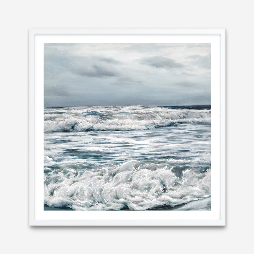 Shop Evening Swell (Square) Art Print a coastal themed painted wall art print from The Print Emporium wall artwork collection - Buy Australian made fine art painting style poster and framed prints for the home and your interior decor room, TPE-139-AP