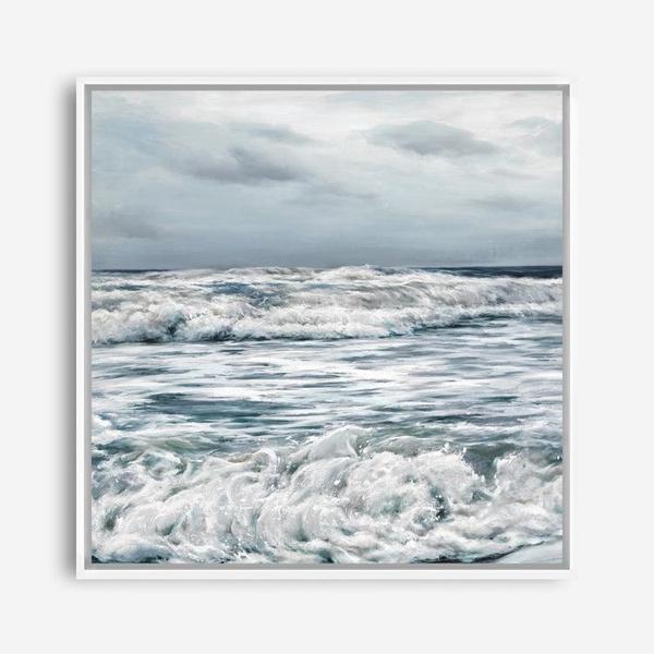 Shop Evening Swell (Square) Canvas Print a coastal themed painted framed canvas wall art print from The Print Emporium artwork collection - Buy Australian made fine art painting style stretched canvas prints for the home and your interior decor space, TPE-139-CA-40X40-NF