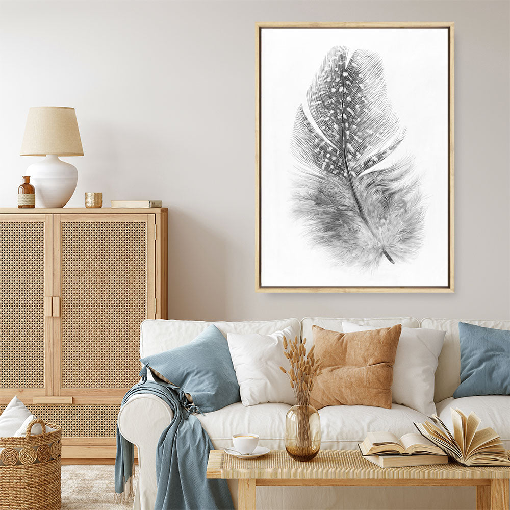 Feather Print on hot Canvas , Floating Frame Option, Modern Wall Art, Extra Large Canvas Wall Art