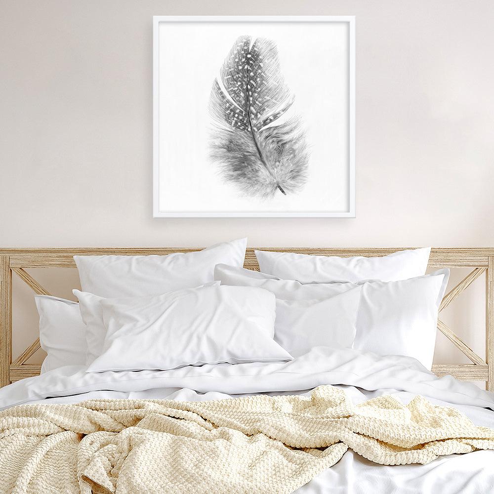 Shop Feather (Square) Art Print a painted bird themed wall art print from The Print Emporium wall artwork collection - Buy Australian made fine art painting style poster and framed prints for the home and your interior decor room, TPE-185-AP