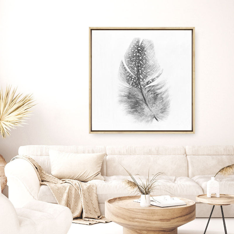 Shop Feather (Square) Canvas Print a painted bird themed framed canvas wall art print from The Print Emporium artwork collection - Buy Australian made fine art painting style stretched canvas prints for the home and your interior decor space, TPE-185-CA-40X40-NF