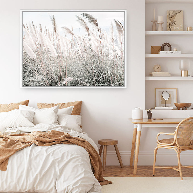 Shop Field of Pampas Grass Photo Canvas Print a coastal themed photography framed stretched canvas print from The Print Emporium wall artwork collection - Buy Australian made prints for the home and your interior decor space, TPE-912-CA-35X46-NF