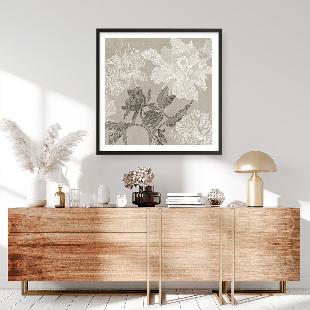 Shop Floral Lines I (Square) Art Print a floral themed painted wall art print from The Print Emporium wall artwork collection - Buy Australian made fine art painting style poster and framed prints for the home and your interior decor room, TPE-PC-JN625-AP