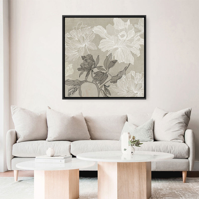 Shop Floral Lines I (Square) Canvas Print a floral themed painted framed canvas wall art print from The Print Emporium artwork collection - Buy Australian made fine art painting style stretched canvas prints for the home and your interior decor space, TPE-PC-JN625-CA-40X40-NF