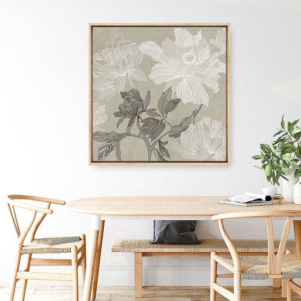 Shop Floral Lines I (Square) Canvas Print a floral themed painted framed canvas wall art print from The Print Emporium artwork collection - Buy Australian made fine art painting style stretched canvas prints for the home and your interior decor space, TPE-PC-JN625-CA-40X40-NF