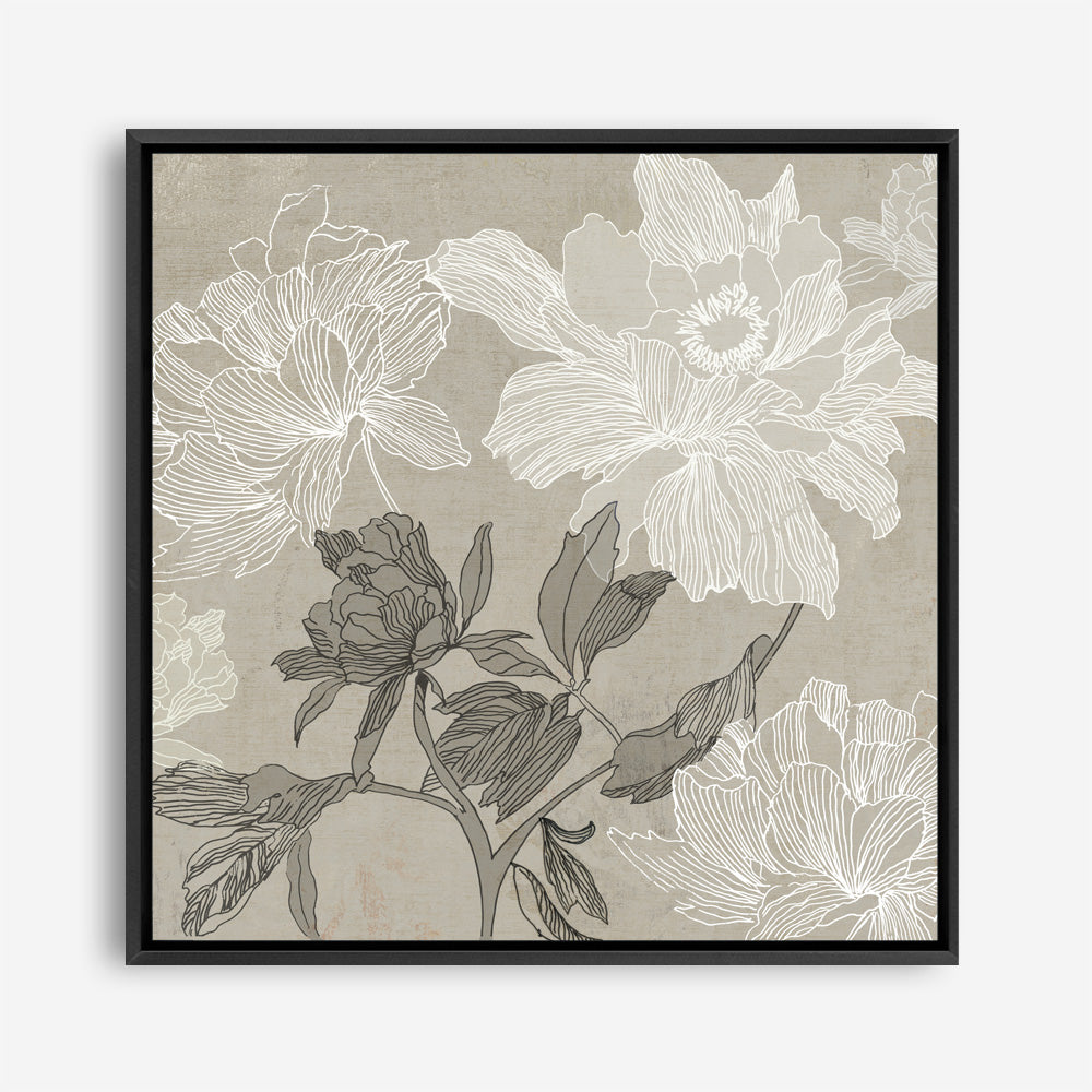 Shop Floral Lines I (Square) Canvas Print a floral themed painted framed canvas wall art print from The Print Emporium artwork collection - Buy Australian made fine art painting style stretched canvas prints for the home and your interior decor space, TPE-PC-JN625-CA-40X40-NF