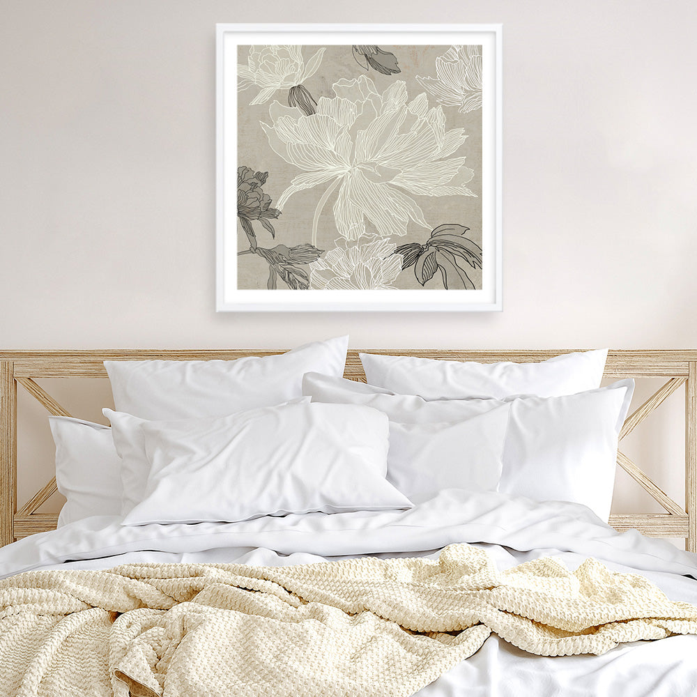 Shop Floral Lines II (Square) Art Print a floral themed painted wall art print from The Print Emporium wall artwork collection - Buy Australian made fine art painting style poster and framed prints for the home and your interior decor room, TPE-PC-JN626-AP
