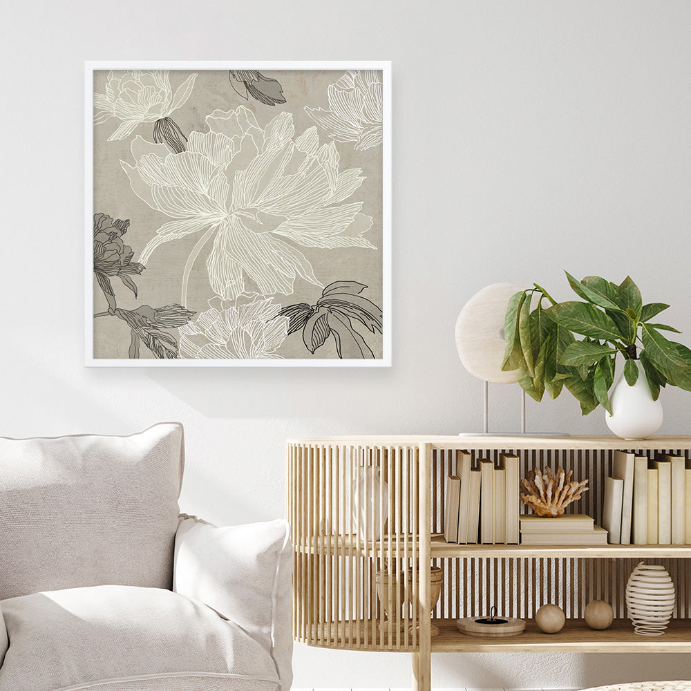 Shop Floral Lines II (Square) Art Print a floral themed painted wall art print from The Print Emporium wall artwork collection - Buy Australian made fine art painting style poster and framed prints for the home and your interior decor room, TPE-PC-JN626-AP