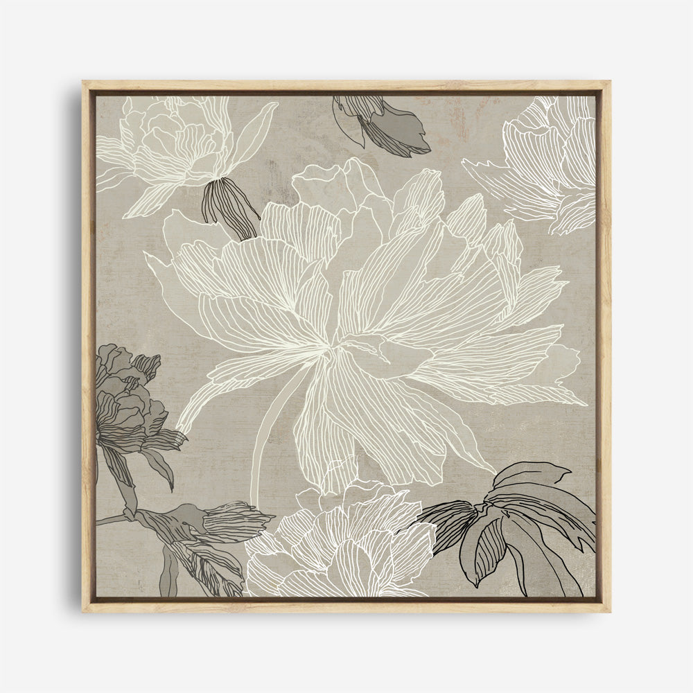 Shop Floral Lines II (Square) Canvas Print a floral themed painted framed canvas wall art print from The Print Emporium artwork collection - Buy Australian made fine art painting style stretched canvas prints for the home and your interior decor space, TPE-PC-JN626-CA-40X40-NF