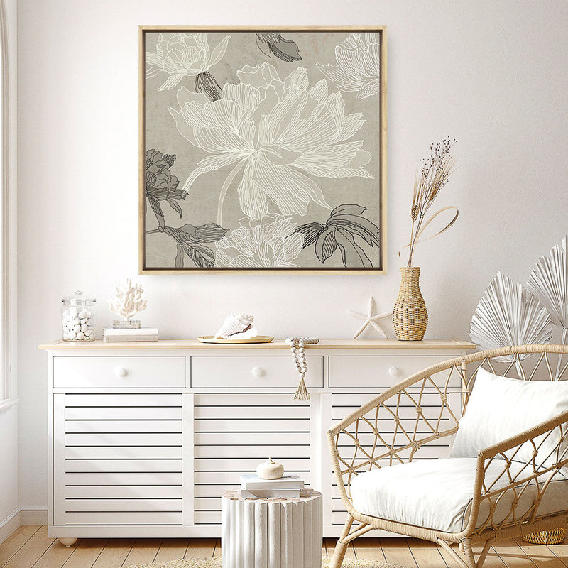 Shop Floral Lines II (Square) Canvas Print a floral themed painted framed canvas wall art print from The Print Emporium artwork collection - Buy Australian made fine art painting style stretched canvas prints for the home and your interior decor space, TPE-PC-JN626-CA-40X40-NF