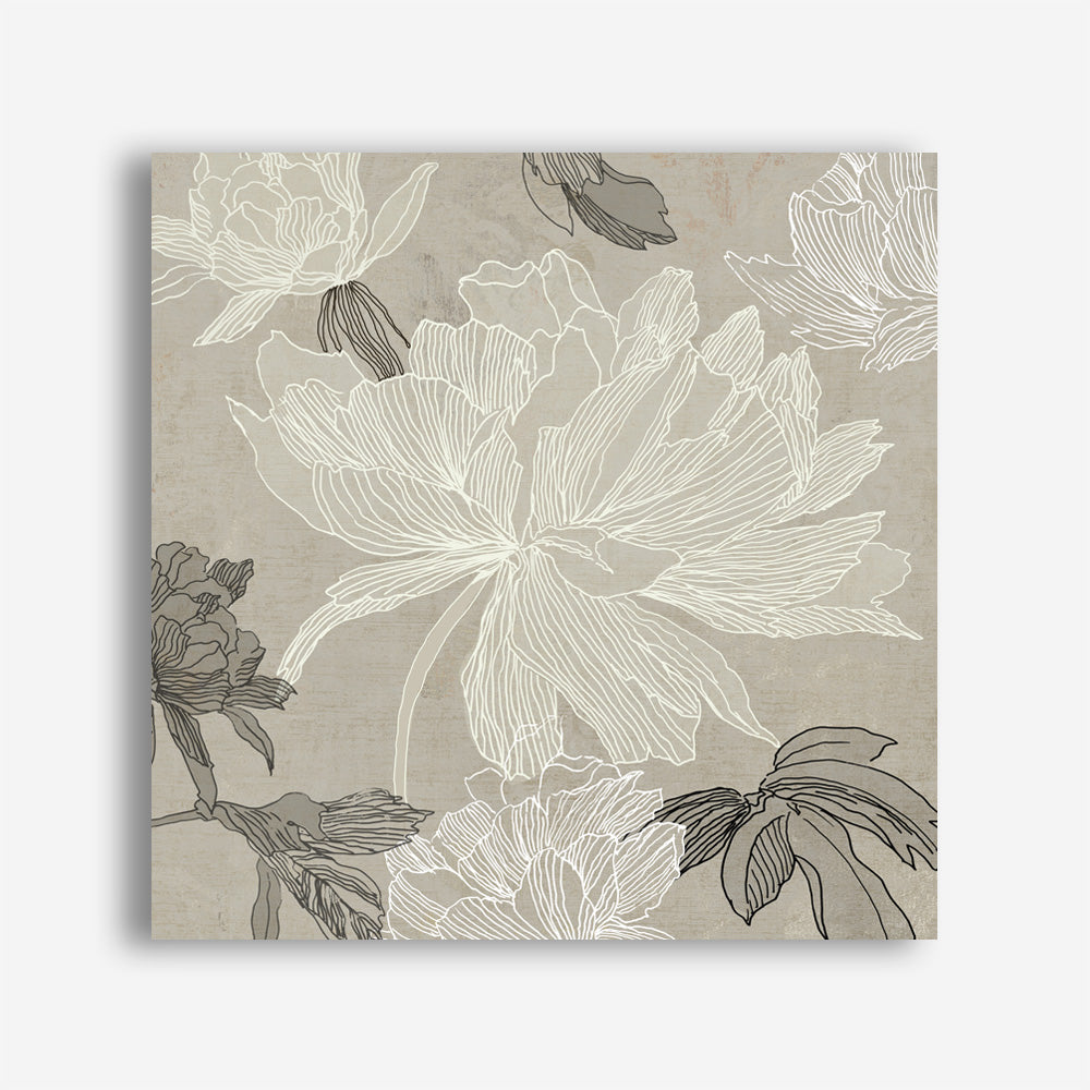 Shop Floral Lines II (Square) Canvas Print a floral themed painted framed canvas wall art print from The Print Emporium artwork collection - Buy Australian made fine art painting style stretched canvas prints for the home and your interior decor space, TPE-PC-JN626-CA-40X40-NF