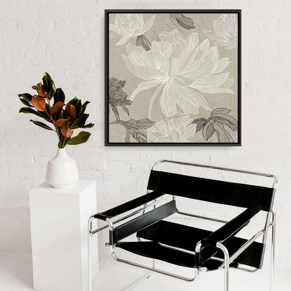 Shop Floral Lines II (Square) Canvas Print a floral themed painted framed canvas wall art print from The Print Emporium artwork collection - Buy Australian made fine art painting style stretched canvas prints for the home and your interior decor space, TPE-PC-JN626-CA-40X40-NF