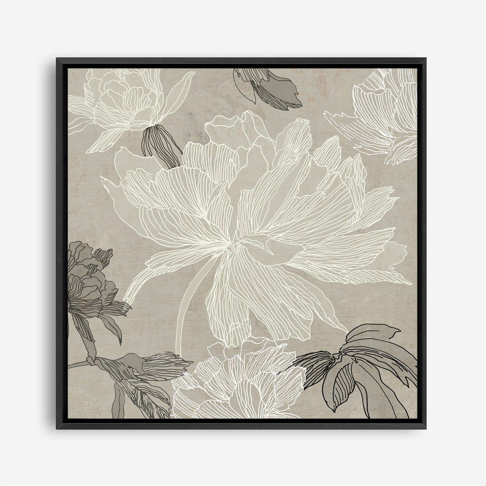 Shop Floral Lines II (Square) Canvas Print a floral themed painted framed canvas wall art print from The Print Emporium artwork collection - Buy Australian made fine art painting style stretched canvas prints for the home and your interior decor space, TPE-PC-JN626-CA-40X40-NF