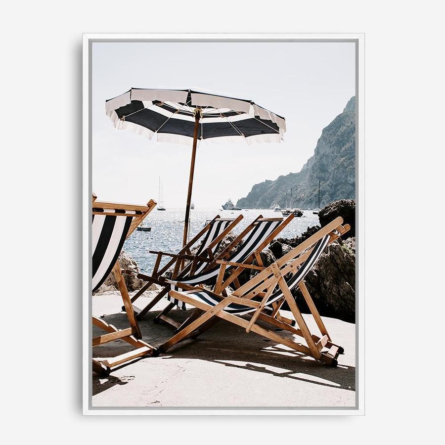 Shop Fontelina Chairs III Photo Canvas Print a coastal themed photography framed stretched canvas print from The Print Emporium wall artwork collection - Buy Australian made prints for the home and your interior decor space, TPE-734-CA-35X46-NF