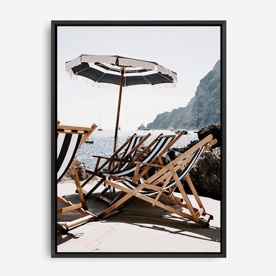 Shop Fontelina Chairs III Photo Canvas Print a coastal themed photography framed stretched canvas print from The Print Emporium wall artwork collection - Buy Australian made prints for the home and your interior decor space, TPE-734-CA-35X46-NF