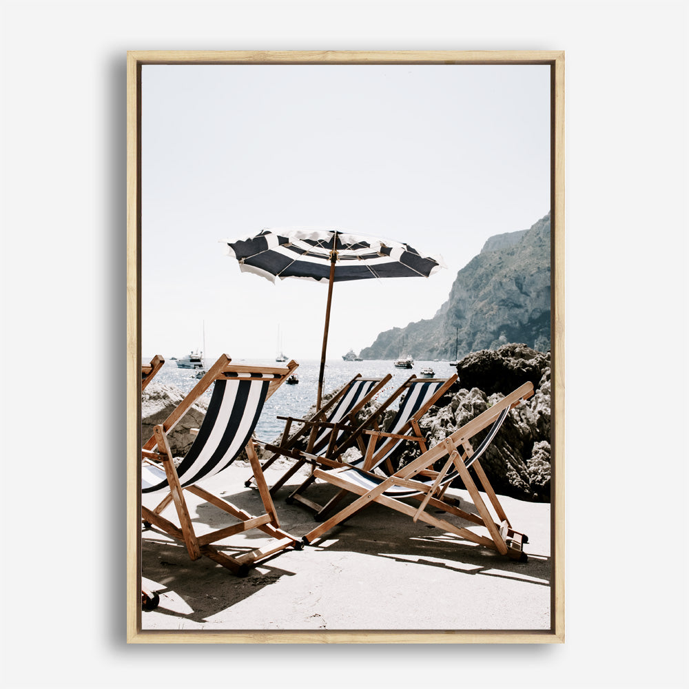 Shop Fontelina Chairs IV Photo Canvas Print a coastal themed photography framed stretched canvas print from The Print Emporium wall artwork collection - Buy Australian made prints for the home and your interior decor space, TPE-854-CA-35X46-NF