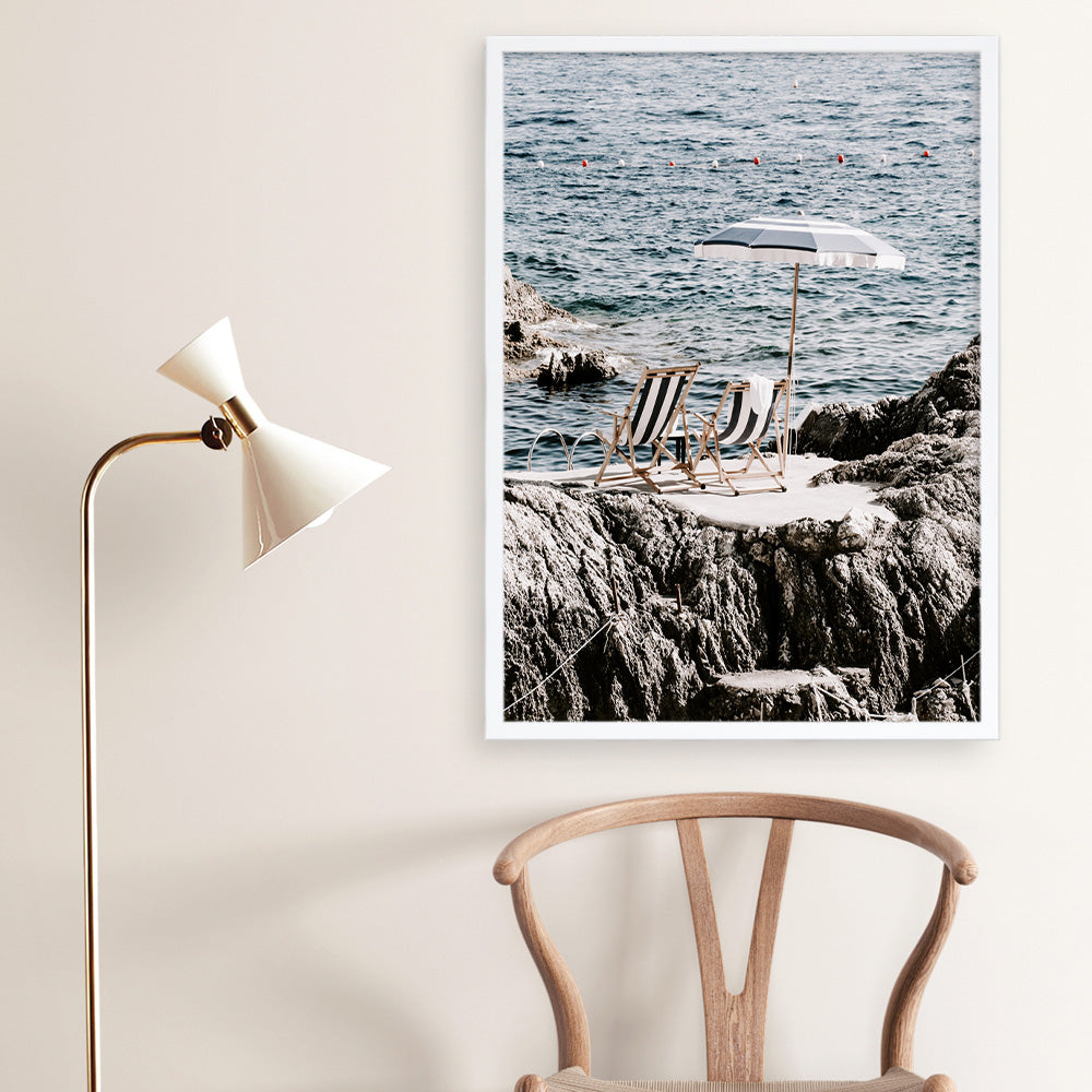 Shop Fontelina Chairs Photo Art Print a coastal themed photography wall art print from The Print Emporium wall artwork collection - Buy Australian made fine art poster and framed prints for the home and your interior decor, TPE-732-AP