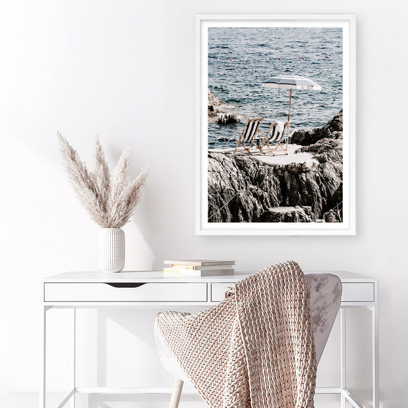 Shop Fontelina Chairs Photo Art Print a coastal themed photography wall art print from The Print Emporium wall artwork collection - Buy Australian made fine art poster and framed prints for the home and your interior decor, TPE-732-AP