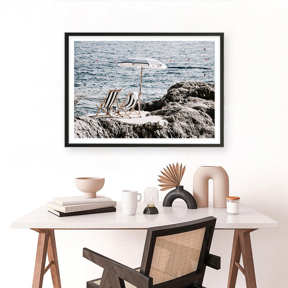 Shop Fontelina Chairs V Photo Art Print a coastal themed photography wall art print from The Print Emporium wall artwork collection - Buy Australian made fine art poster and framed prints for the home and your interior decor, TPE-1048-AP